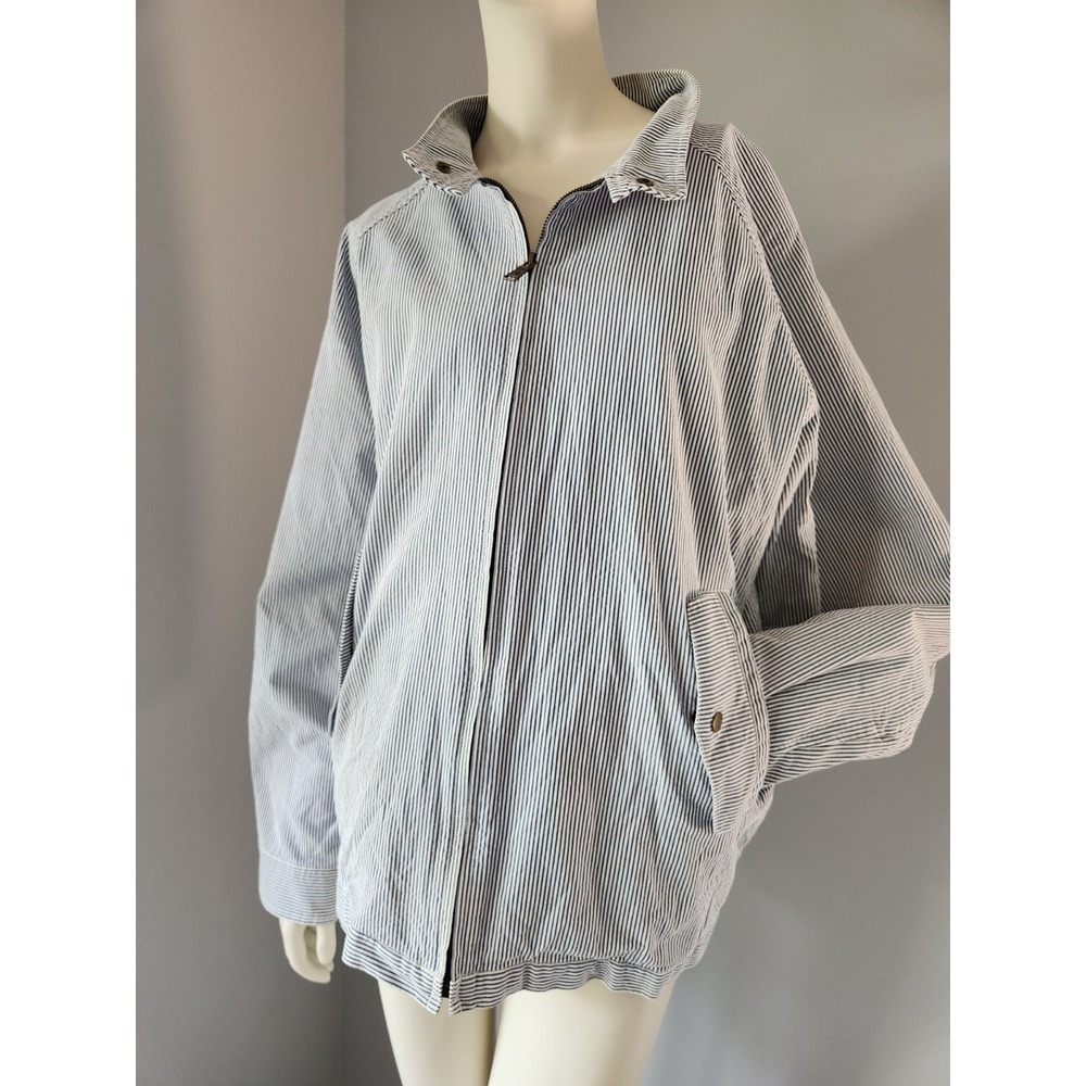 Vintage Izod Blue Striped Preppy Blue Full Zip Jacket Spring Summer Boating  XL‎